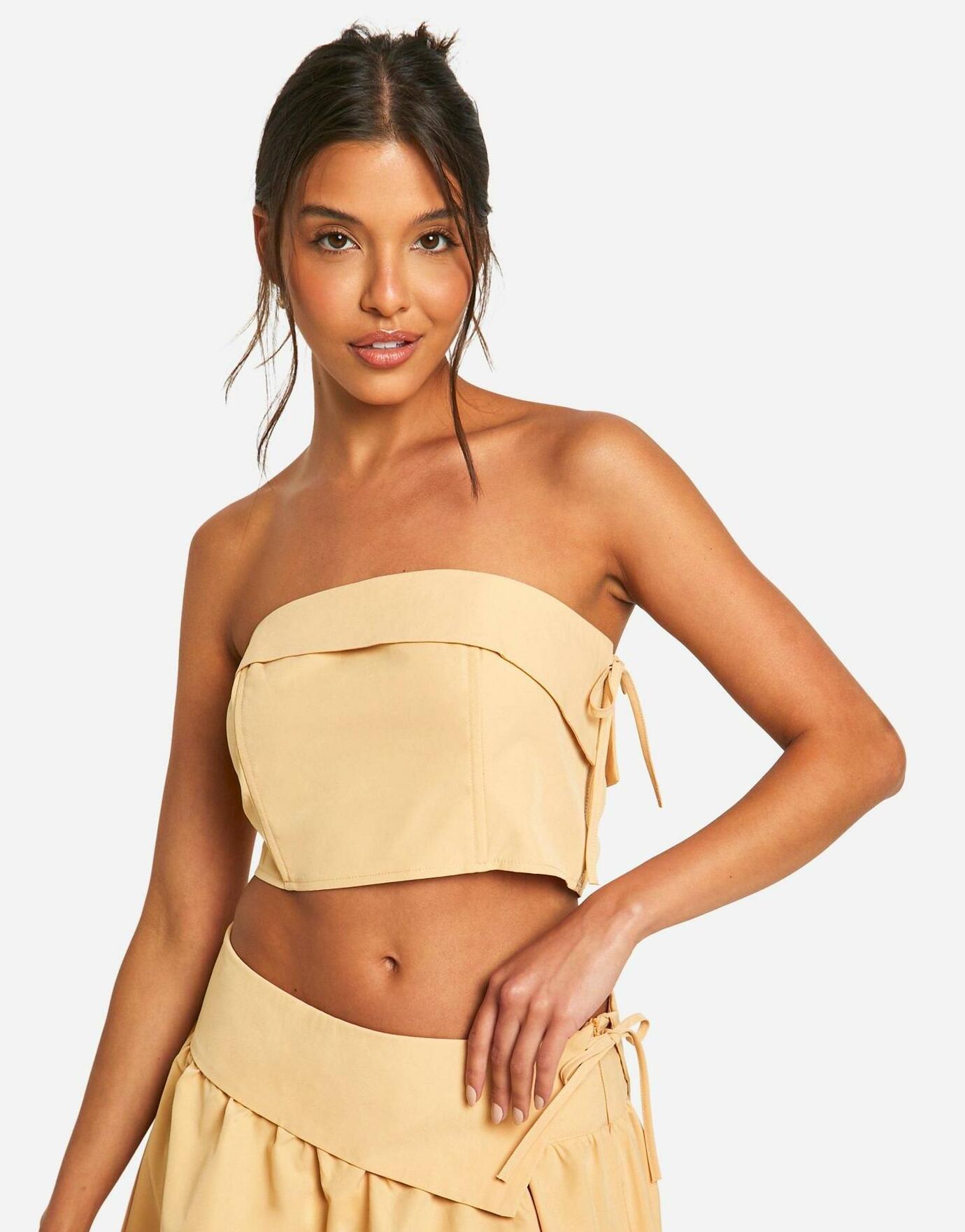 BEŻOWY TOP BANDEAU OPASKA