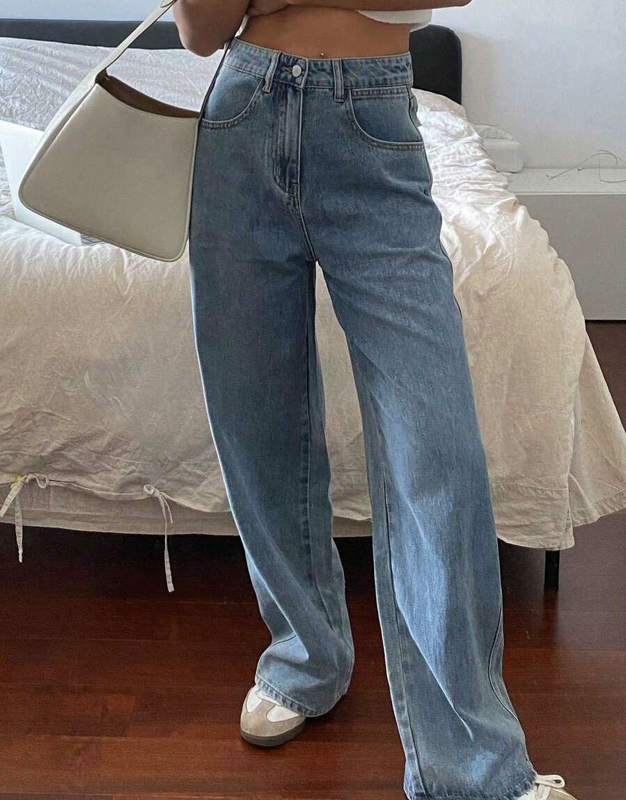 SPODNIE JEANS WYSOKI STAN KOKARDY 