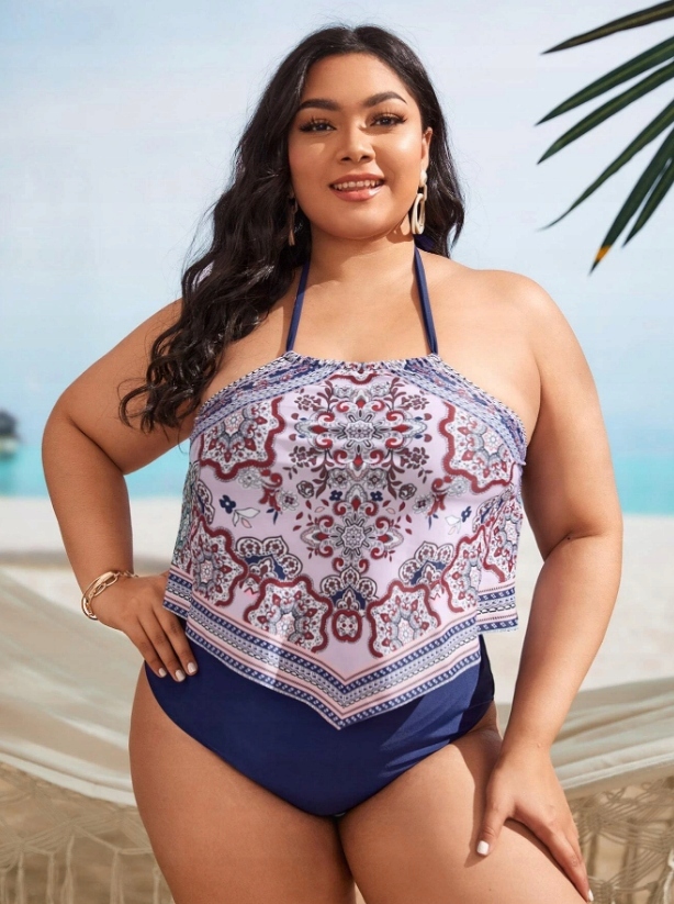 dwuczęściowy strój kąpielowy tankini wzór