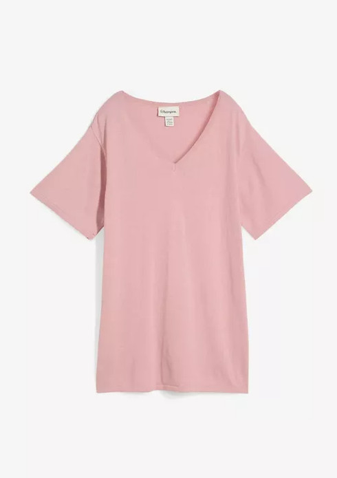 T-SHIRT Z CIENKIEJ DZIANINY Z DOMIESZKĄ LNU
