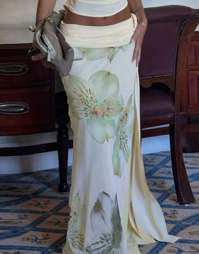 MAXI SPÓDNICA WZÓR KWIATY