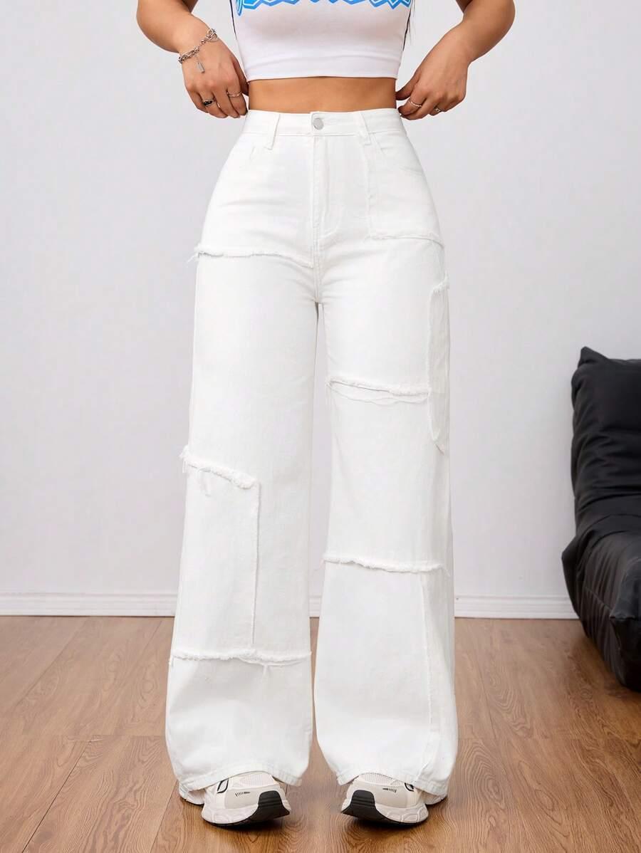 BIAŁE SPODNIE JEANS