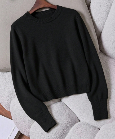 CZARNY SWETER DZIANINA 