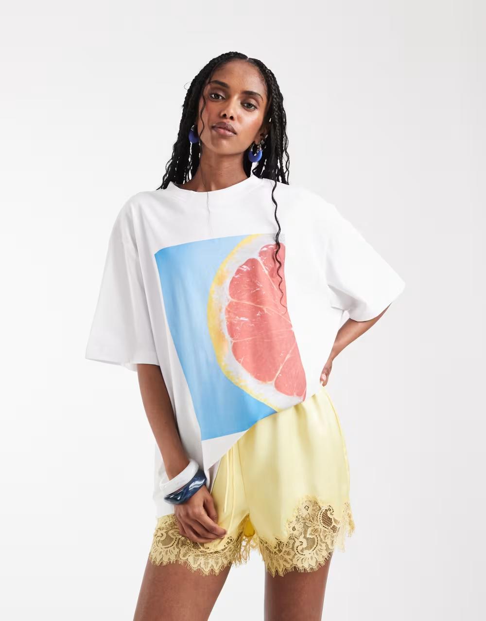 biały t-shirt print