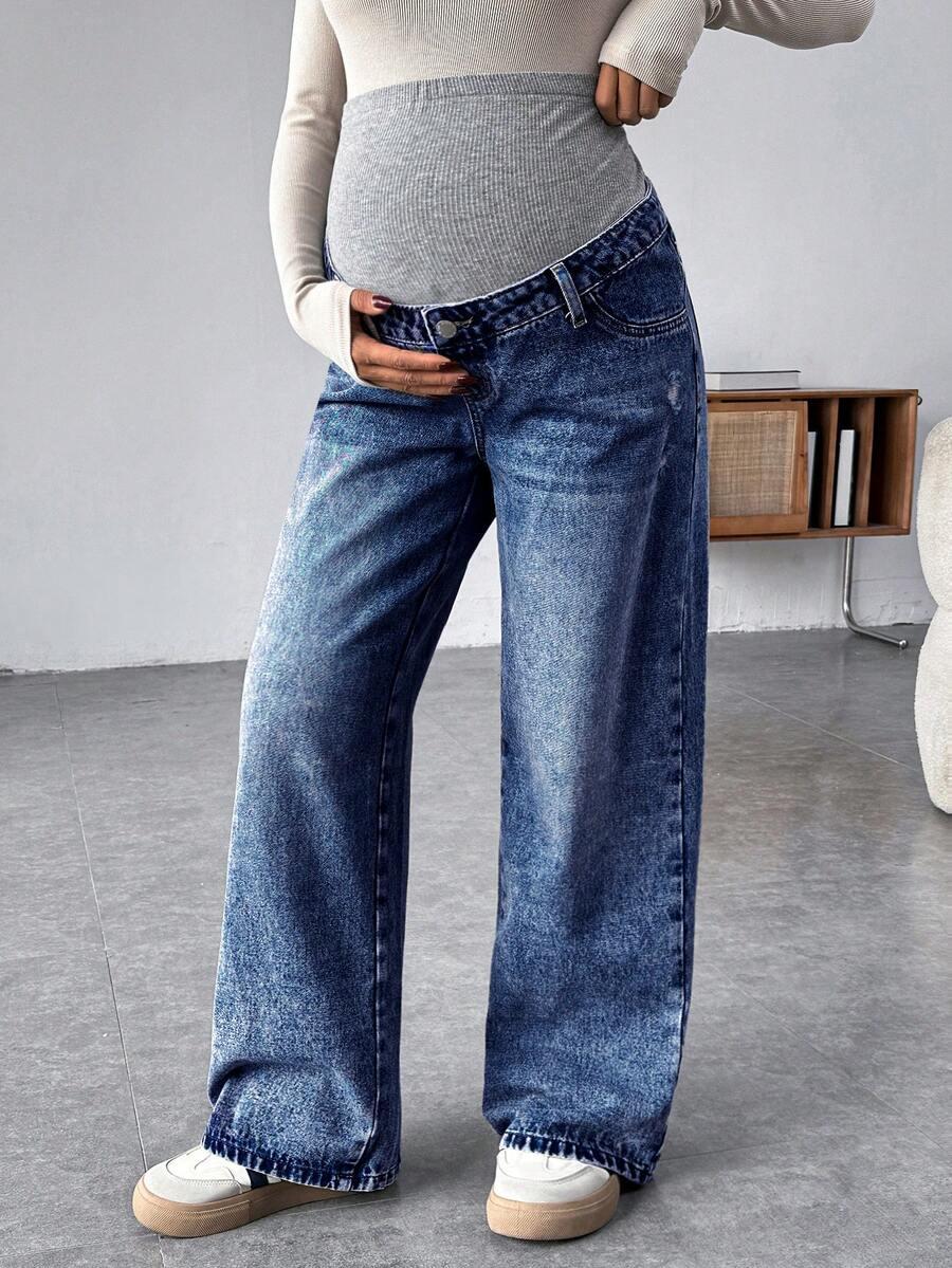 NIEBIESKIE SPODNIE CIĄŻOWE JEANS