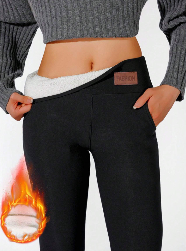 CZARNE OCIEPLANE LEGGINSY 