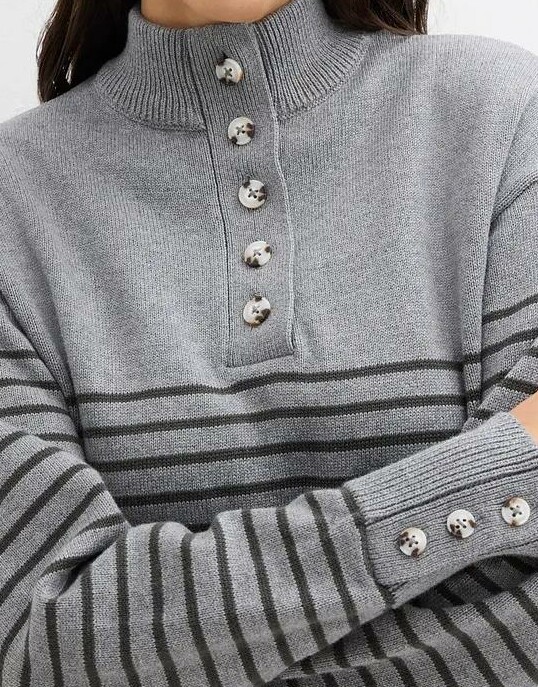 SWETER DAMSKI STÓJKA BAWEŁNA W PASKI