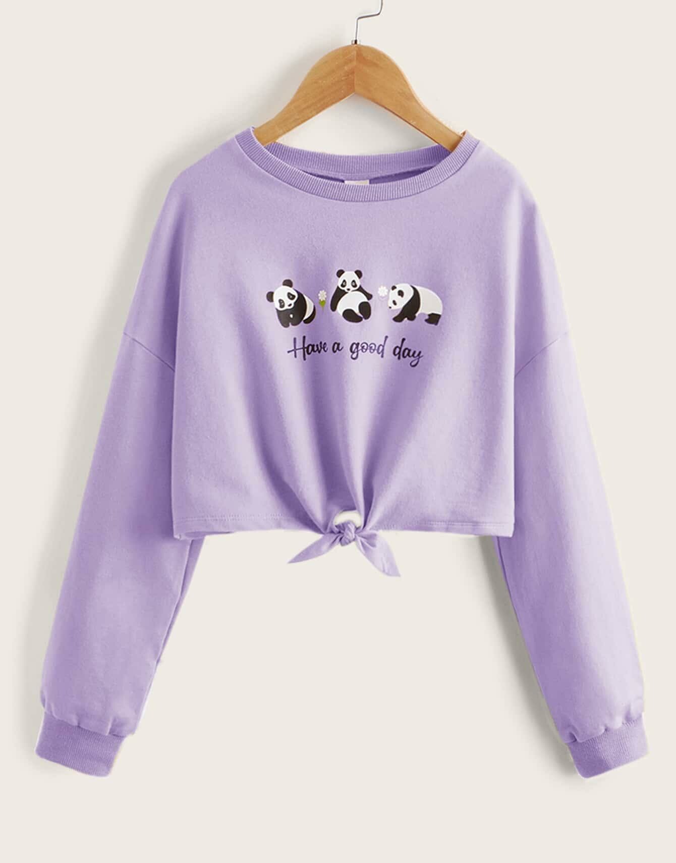 fioletowa bluza nadruk panda