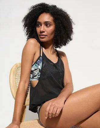 CZARNA GÓRA OD BIKINI TANKINI SIATECZKA 