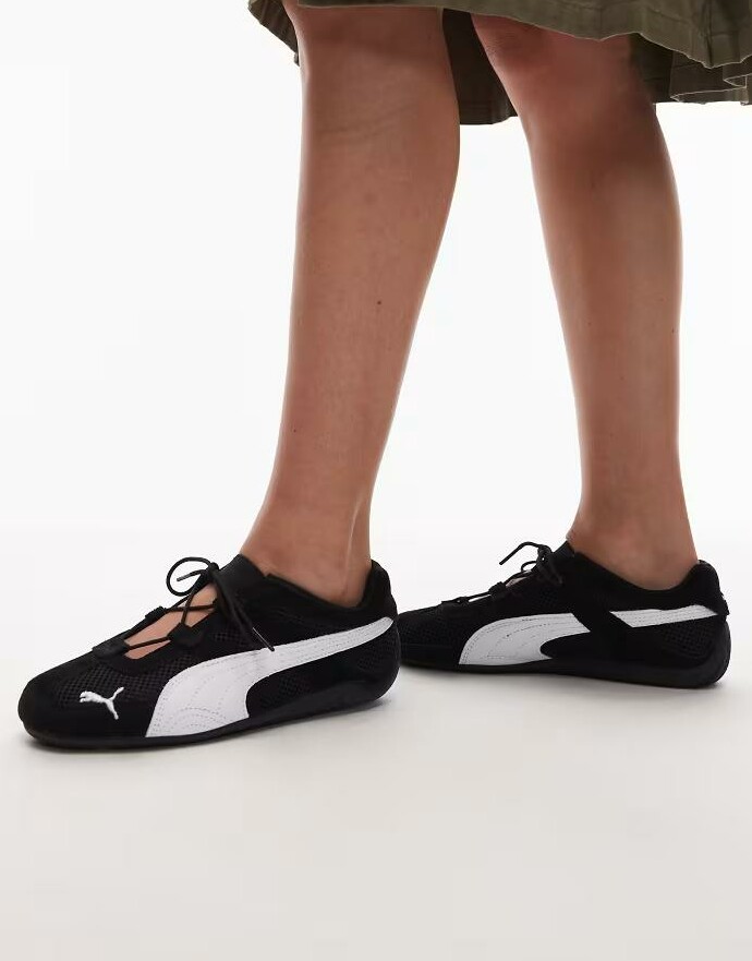 skórzane czarne buty sportowe logo wiązanie Speedcat GO