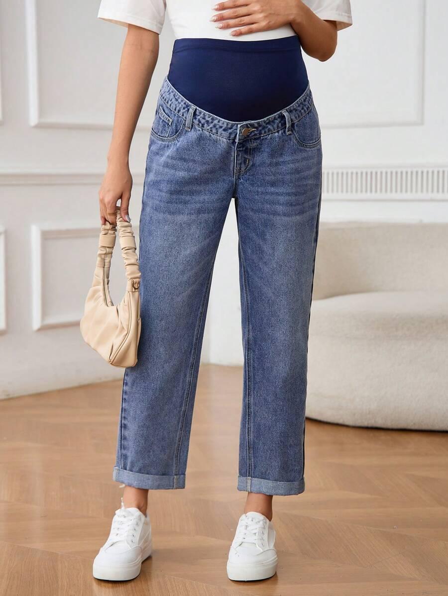 NIEBIESKIE SPODNIE JEANS CIĄŻOWE
