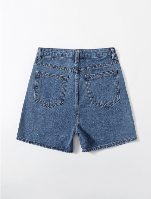niebieskie krótkie spodenki jeans kieszenie zamek