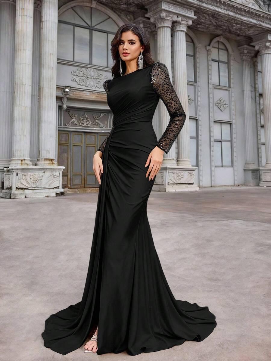CZARNA MAXI SUKIENKA