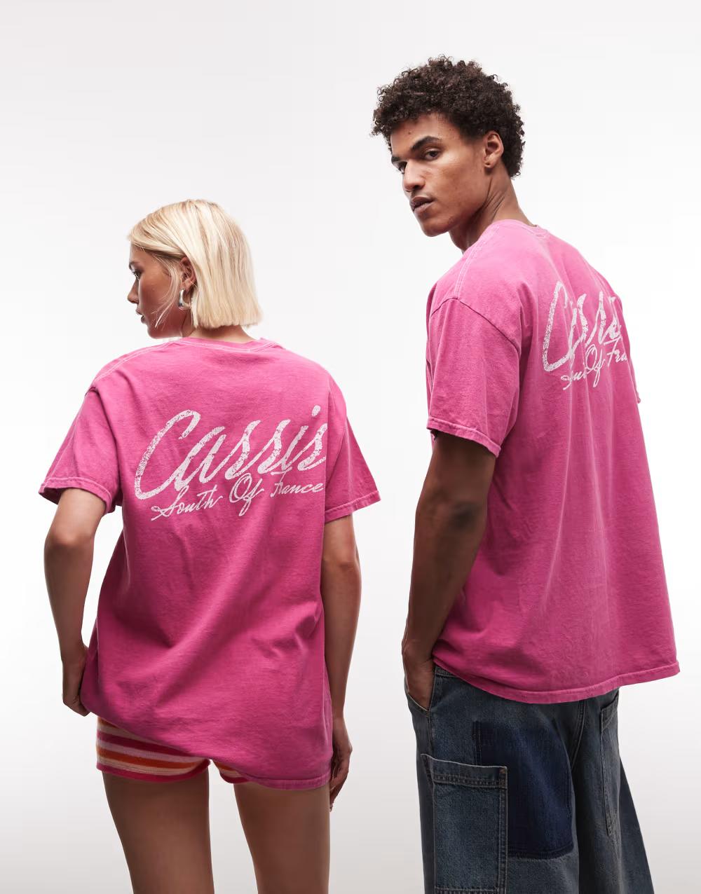 RÓŻOWY T-SHIRT PRINT OKRĄGŁY DEKOLT