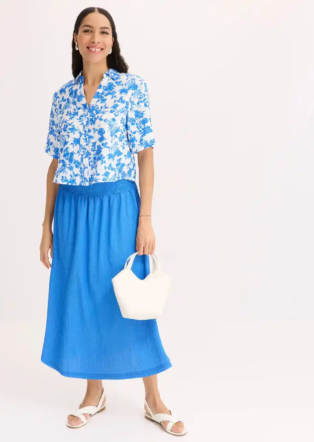 niebieska maxi spódnica
