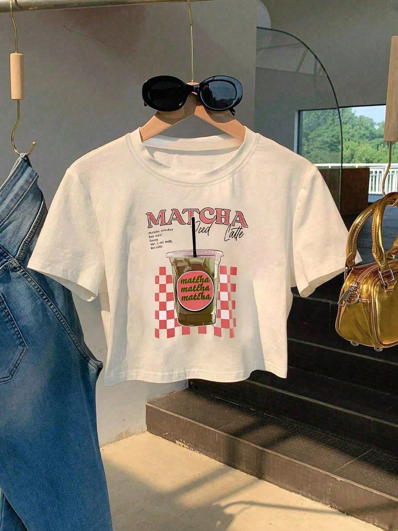 biały top nadruk