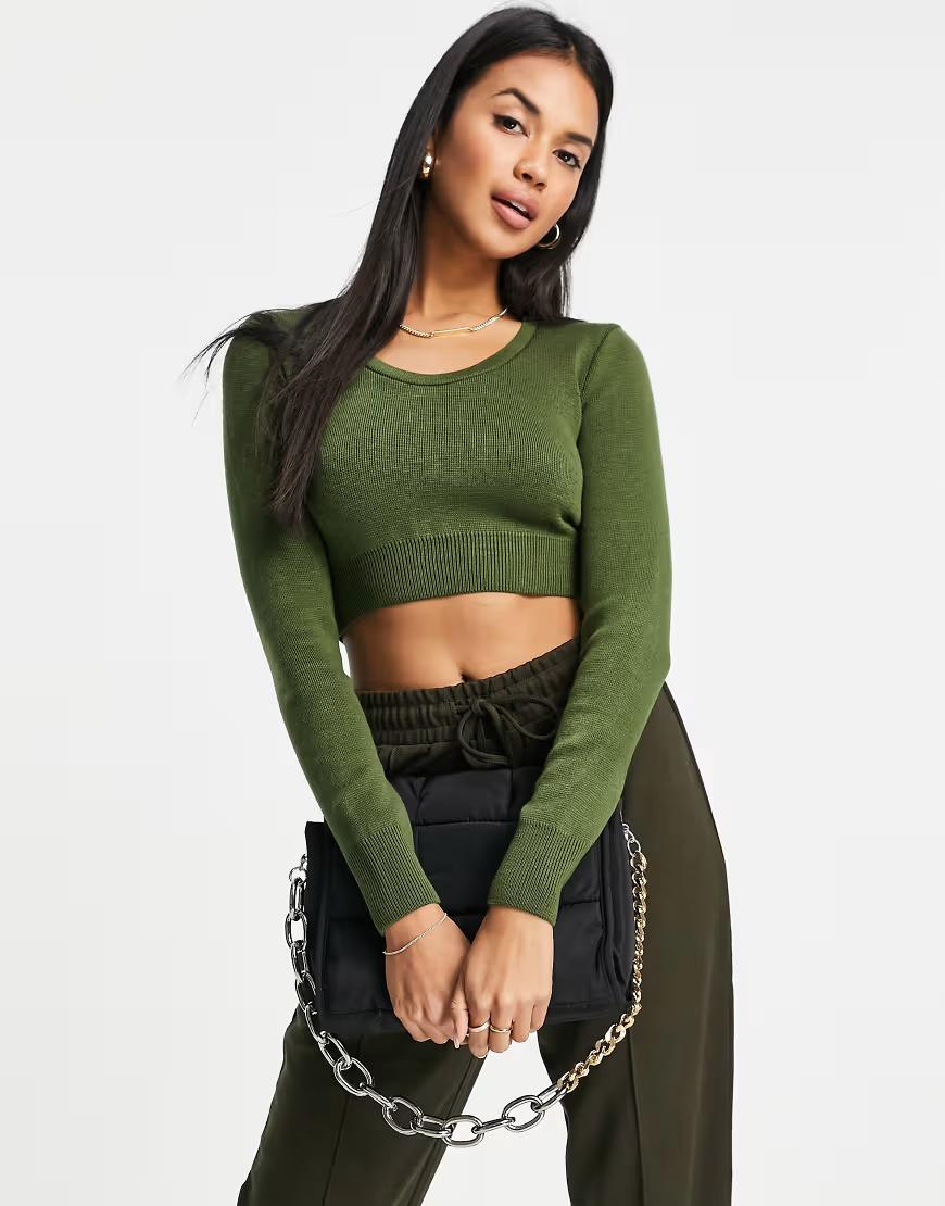 ZIELONY DZIANINOWY CROP TOP