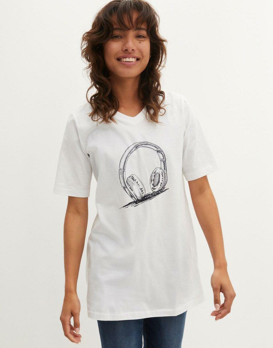 BIAŁY T-SHIRT PRINT