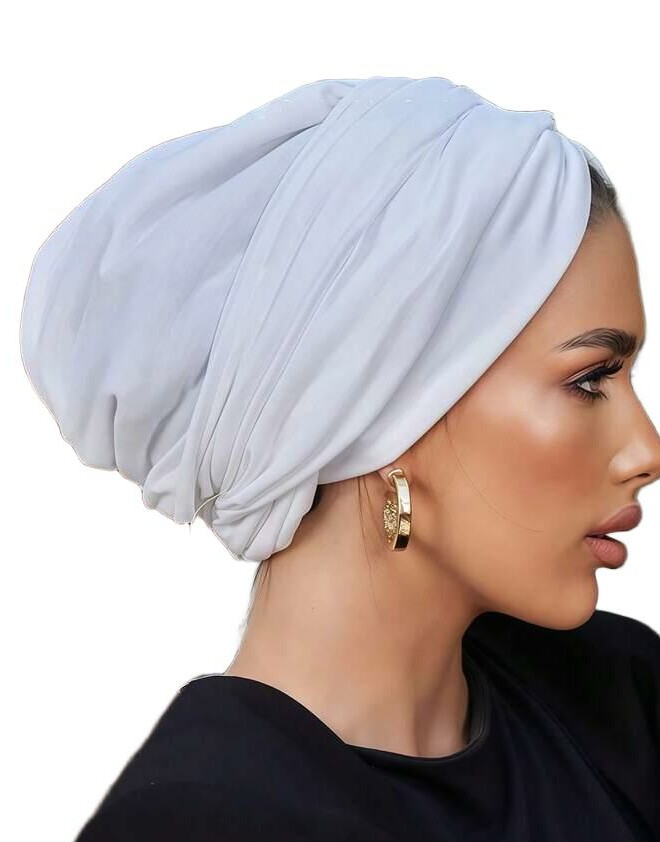 biały turban na głowę