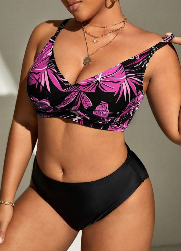 góra od bikini wzór roślinny 