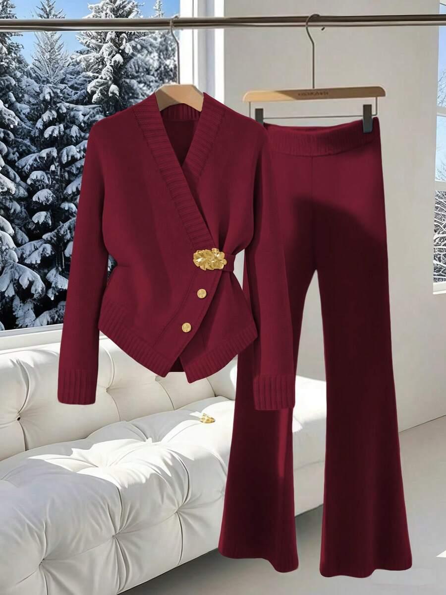 sweter spodnie dzianinowy komplet