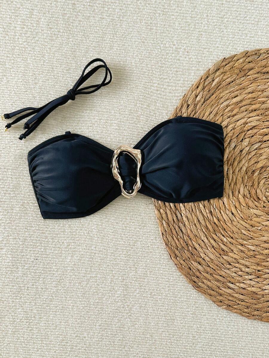 czarna góra od bikini wiązanie 