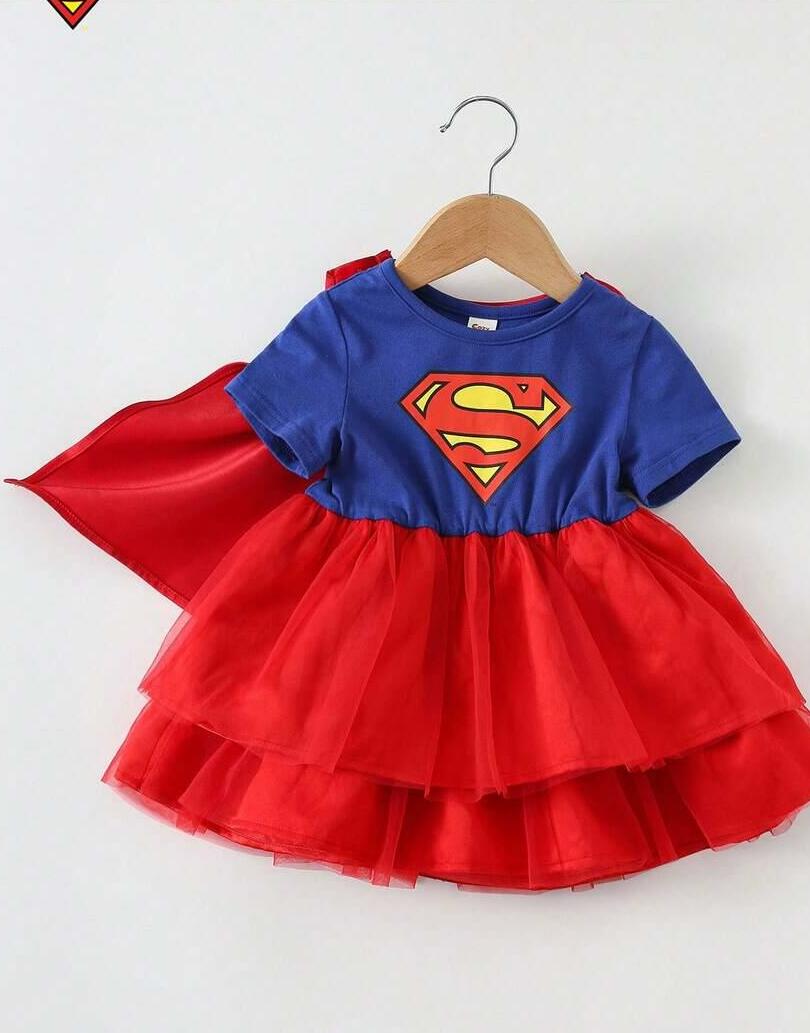 KOSTIUM SUPERMAN ZESTAW SUKIENKA PELERYNA