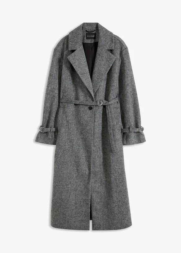 PŁASZCZ DAMSKI OVERSIZE PLUS SIZE DŁUGI RĘKAW BEZ KAPTURA GUZIKI