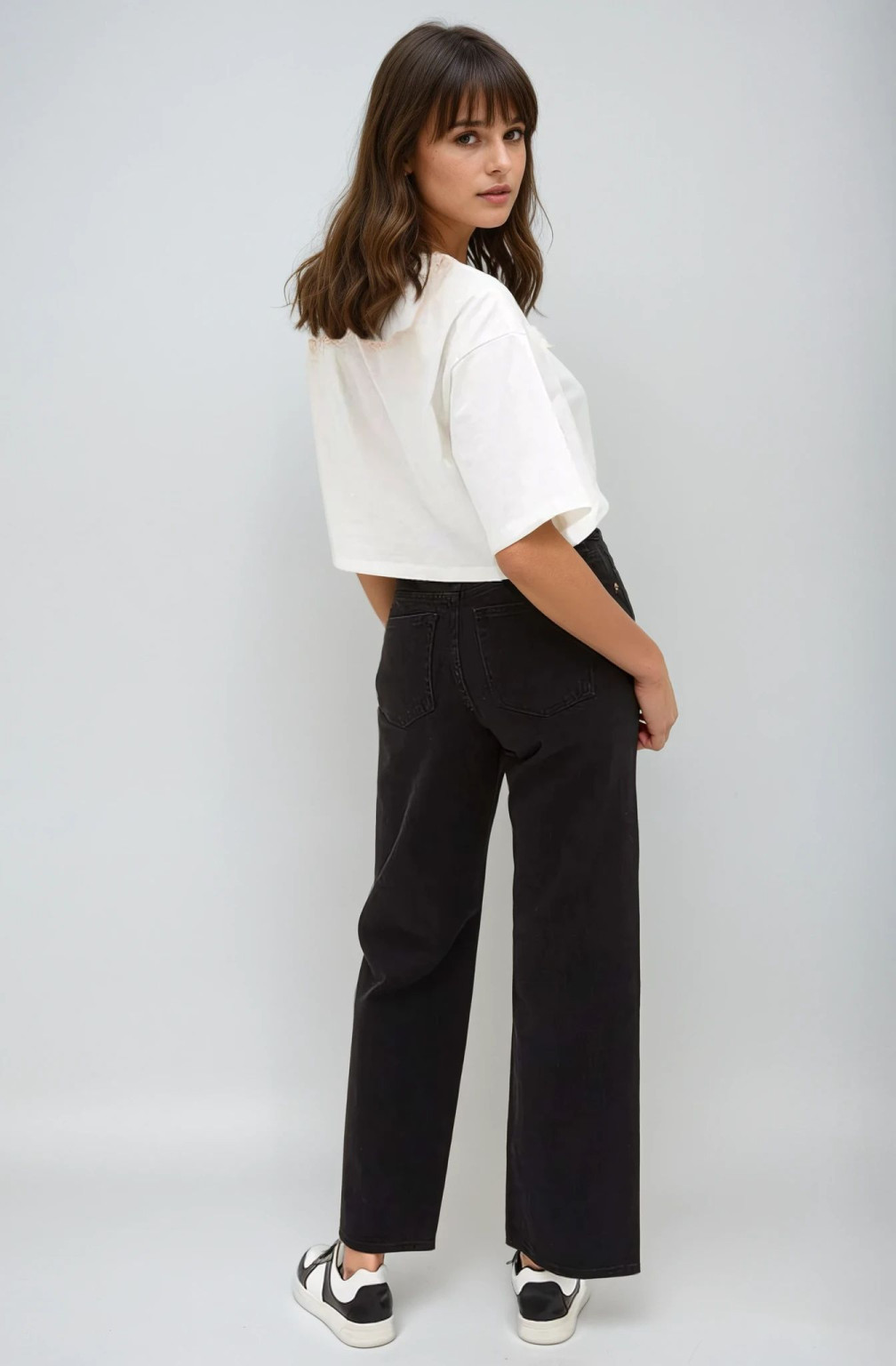 CZARNE SPODNIE JEANS MID WAIST