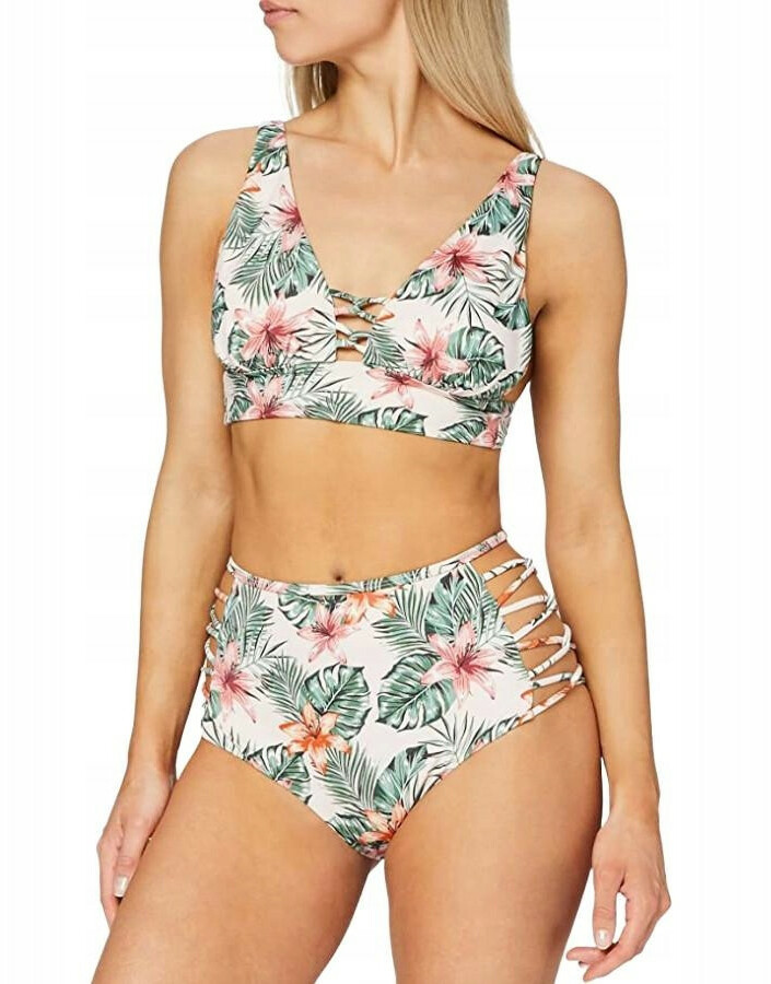bikini komplet wycięcia wzór kwiaty