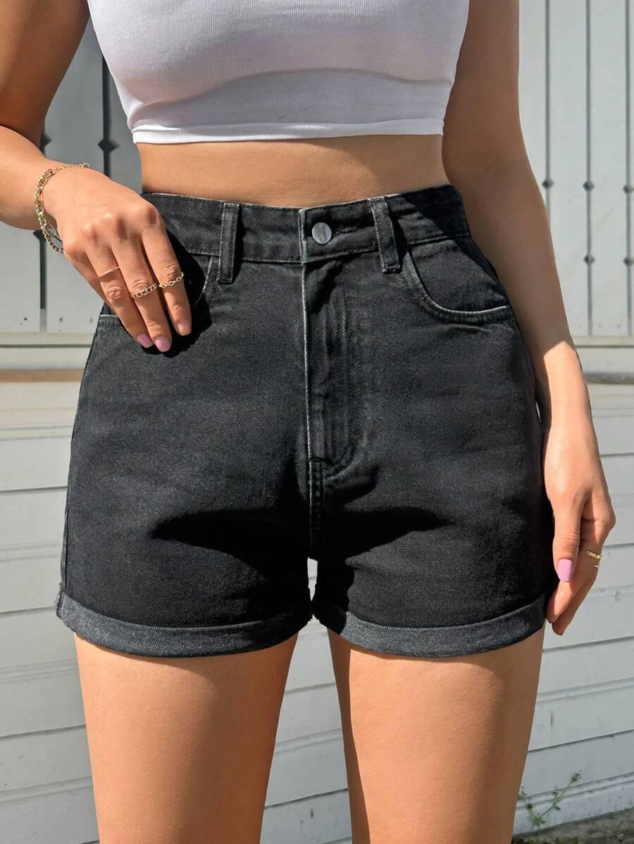 CZARNE SPODENKI JEANS