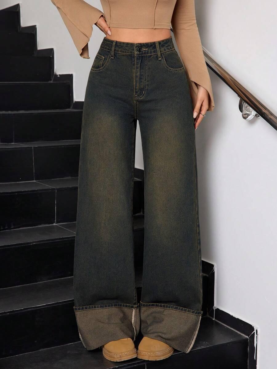 spodnie jeans wysoki stan