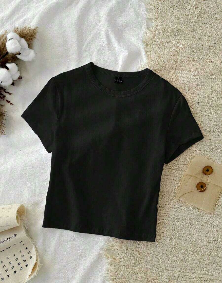 czarny gładki t-shirt