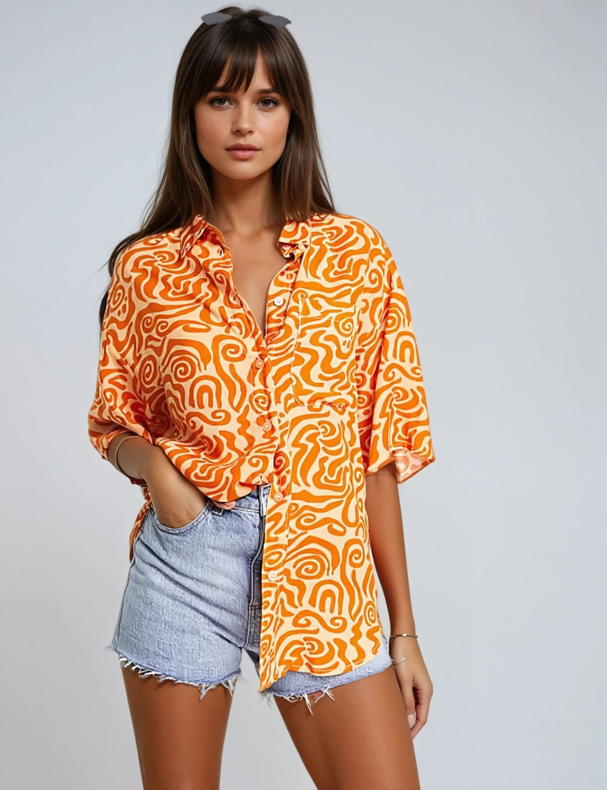 KOSZULA PRINT CASUAL RĘKAW 3/4