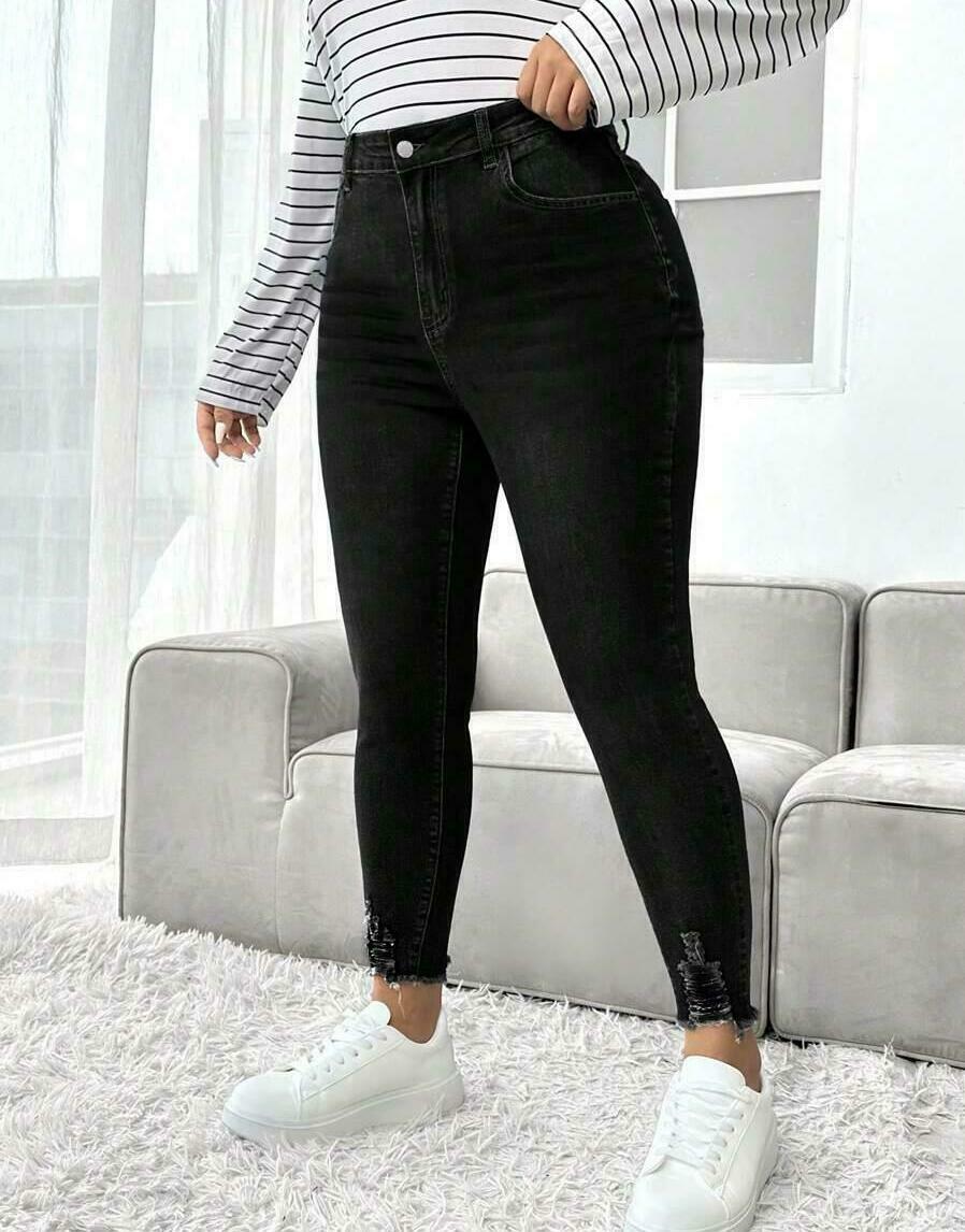 CZARNE SPODNIE JEANS WYSOKI STAN