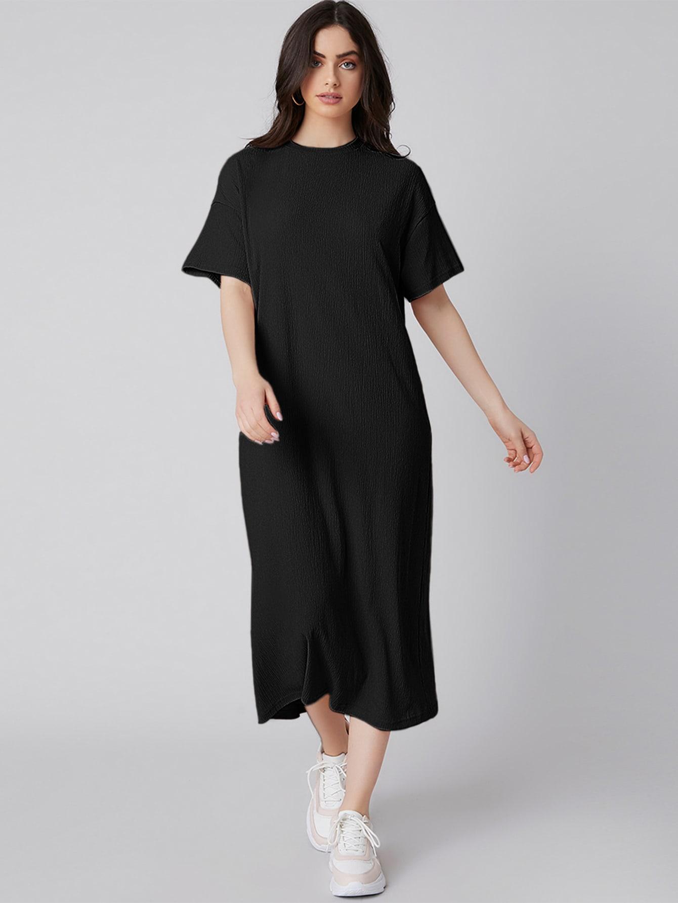 PROSTA SUKIENKA OVERSIZE MIDI STRUKTURA