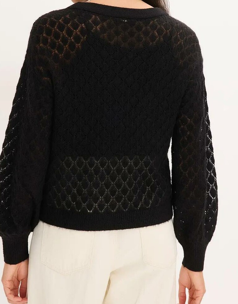 SWETER DAMSKI AŻUROWY  DEKOLT OKRĄGŁY