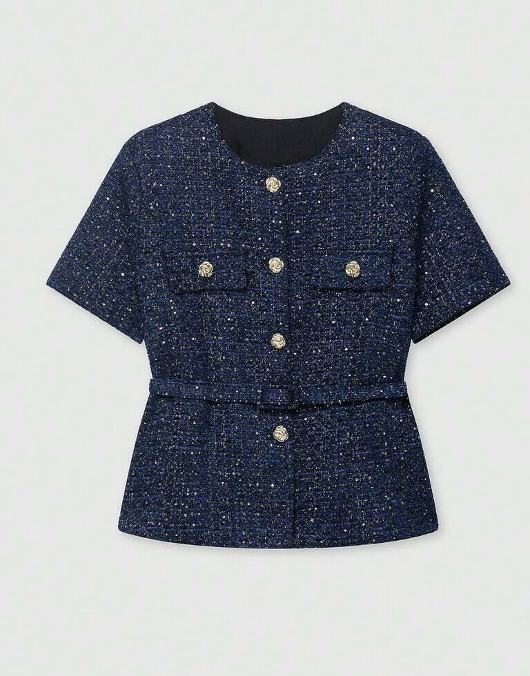 marynarka krótki rękaw tweed