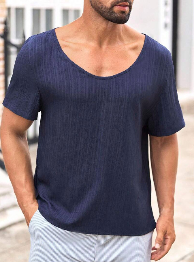 GRANATOWY T-SHIRT CASUAL