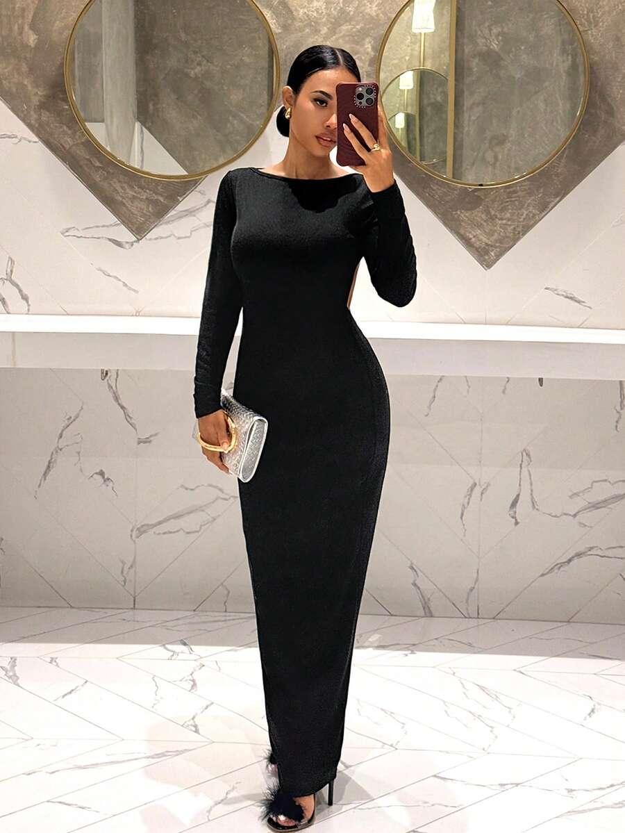 CZARNA MAXI SUKIENKA