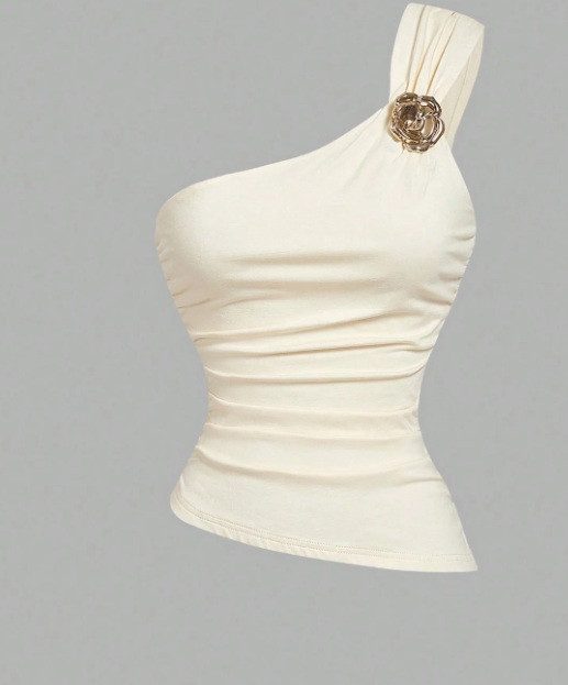 ECRU ASYMETRYCZNY TOP 