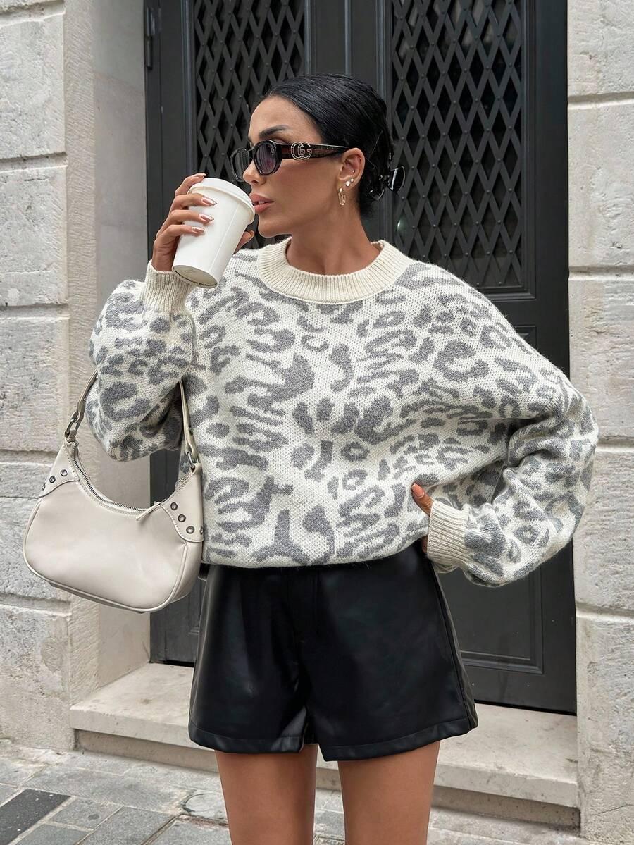 sweter dzianina animal print 