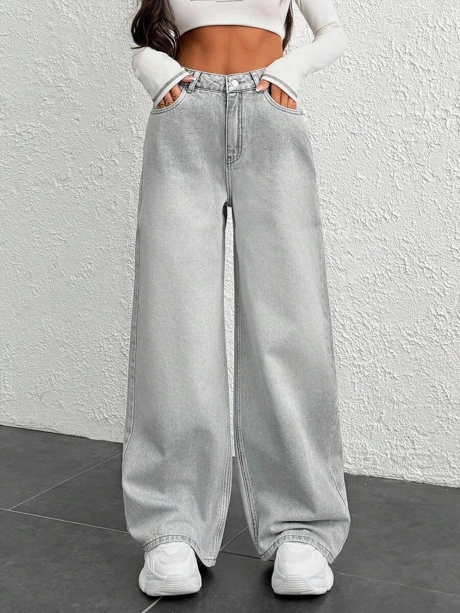 SZARE SPODNIE JEANS 