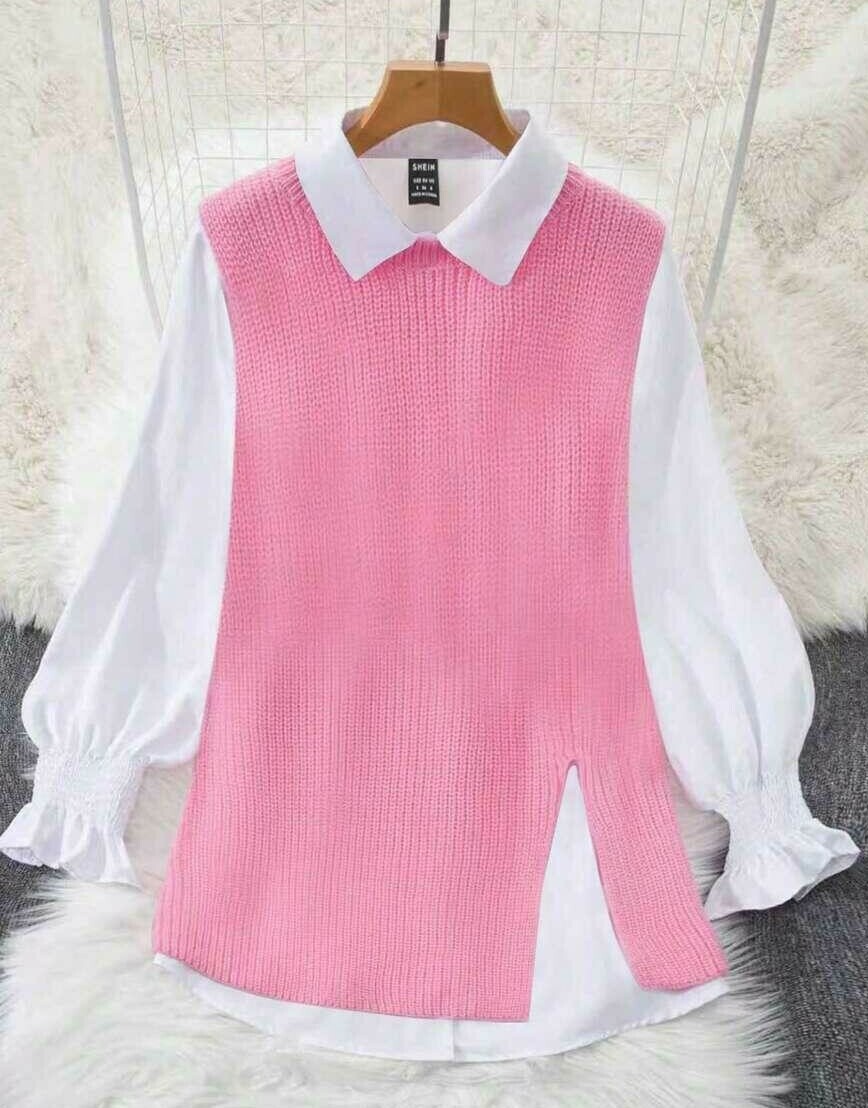 RÓŻOWY SWETER BEZ RĘKAWÓW