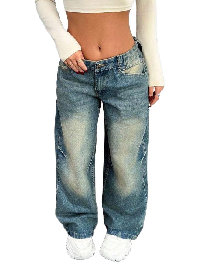 NIEBIESKIE SPODNIE JEANS NISKI STAN