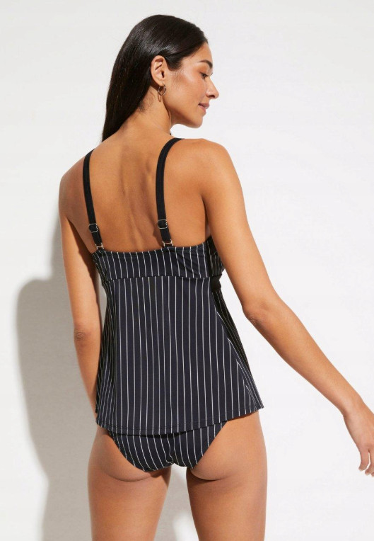 czarna góra od bikini tankini wzór paski 
