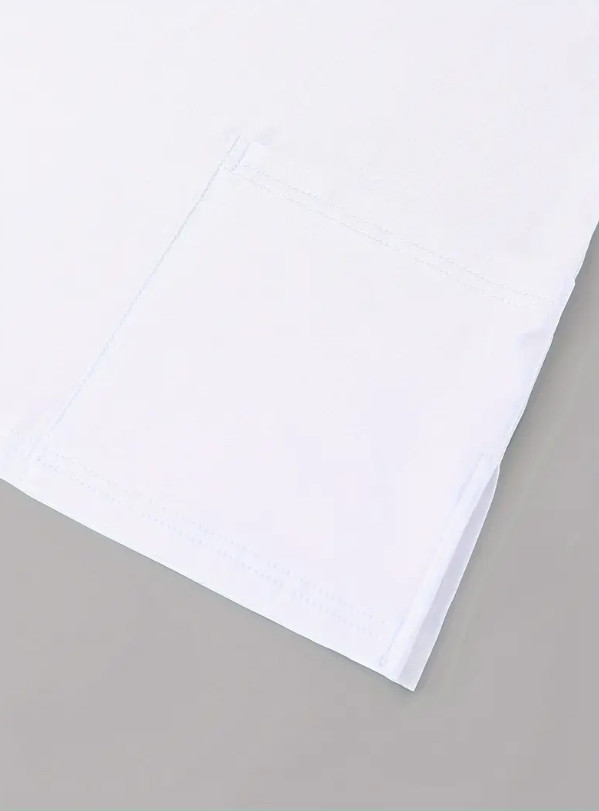 biała bluzka v-neck uniform kieszonki nadruk