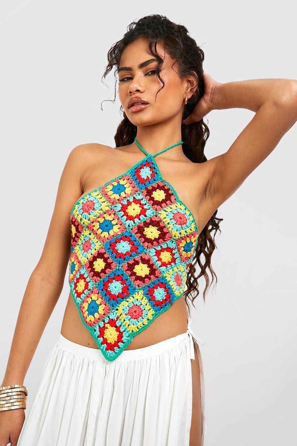 SZYDEŁKOWY AŻUROWY CROP TOP ODKRYTE PLECY WIĄZANIE