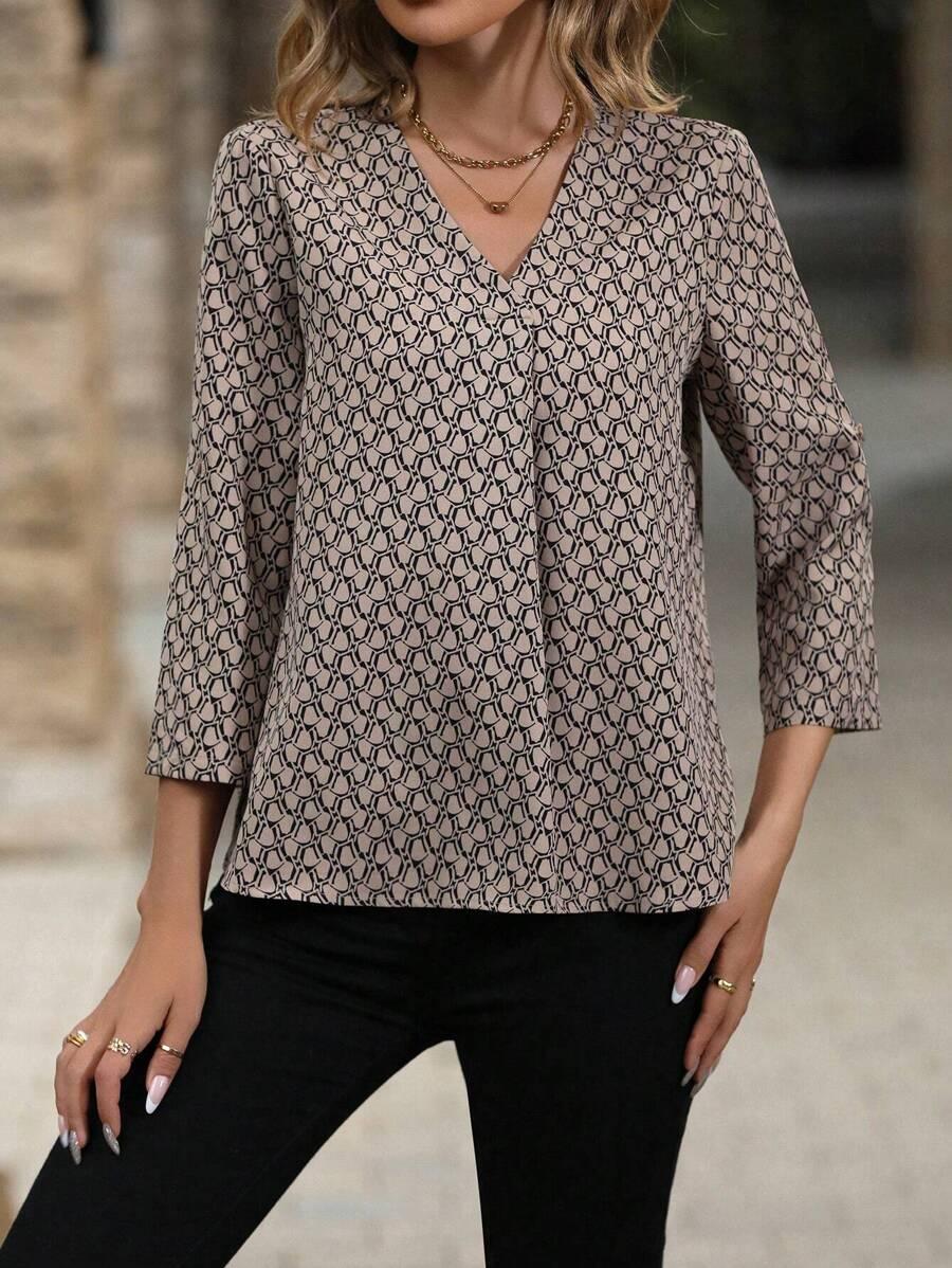 bluzka wzór v-neck