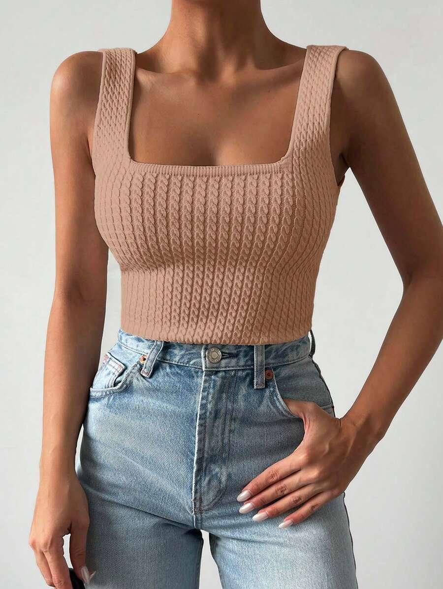 brązowy dopasowany top